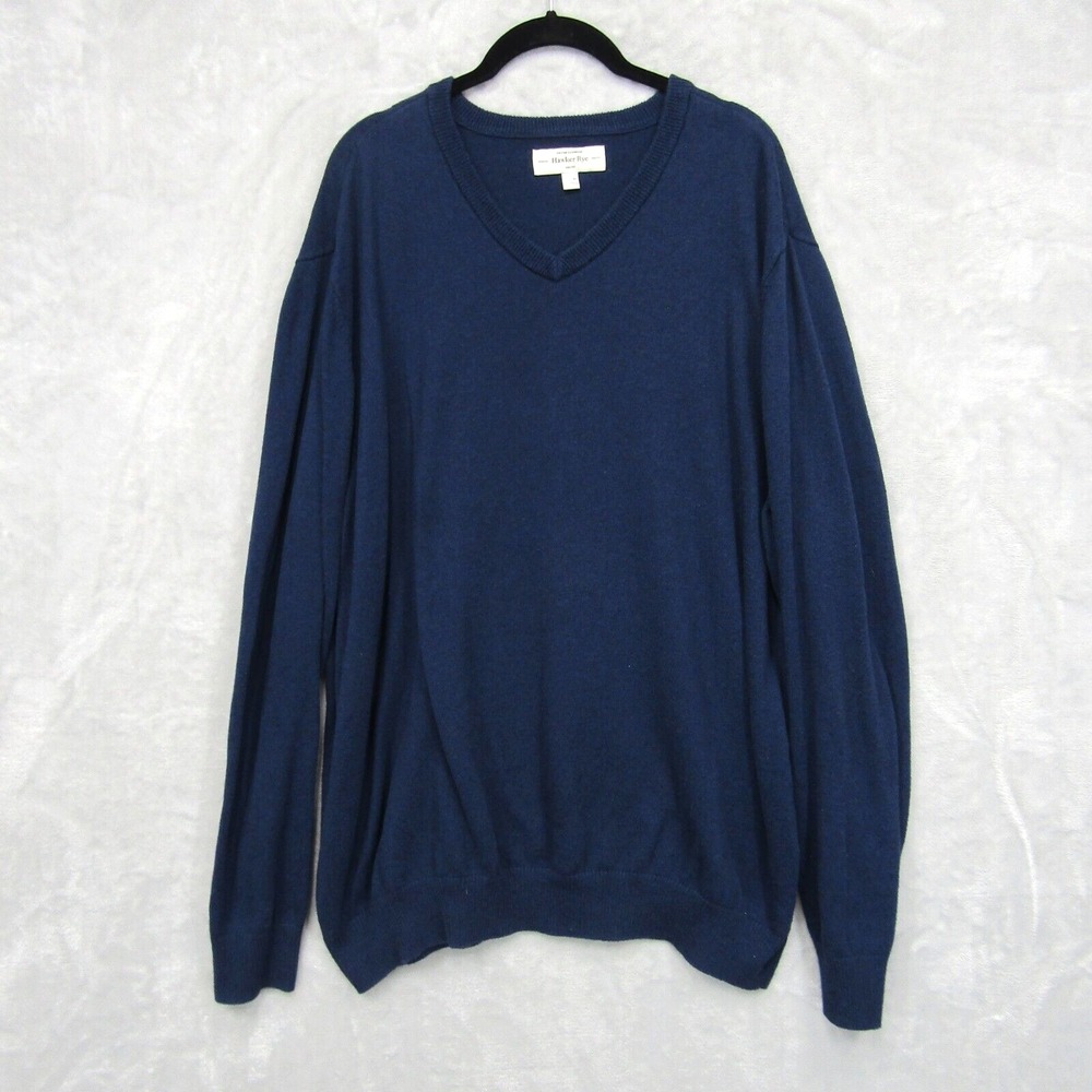 Hawker Rye Sweater Cotton Cashmere Men's Size XL V Neck Blue